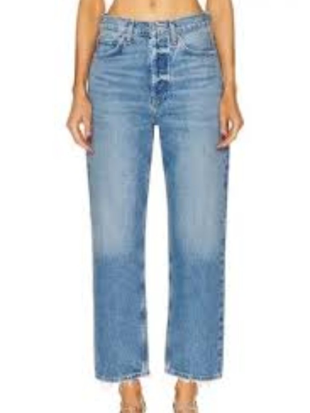 0151-NWT ETICA HIGH WAIST STRAIGHT LEG ANKLE RAW HEM JEANS